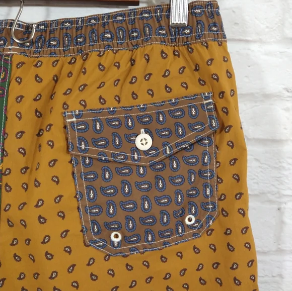 E J.Crew Multi Color Paisley Print 6" Stretch Swim Trunk Shorts NWT Size M - Picture 8 of 11